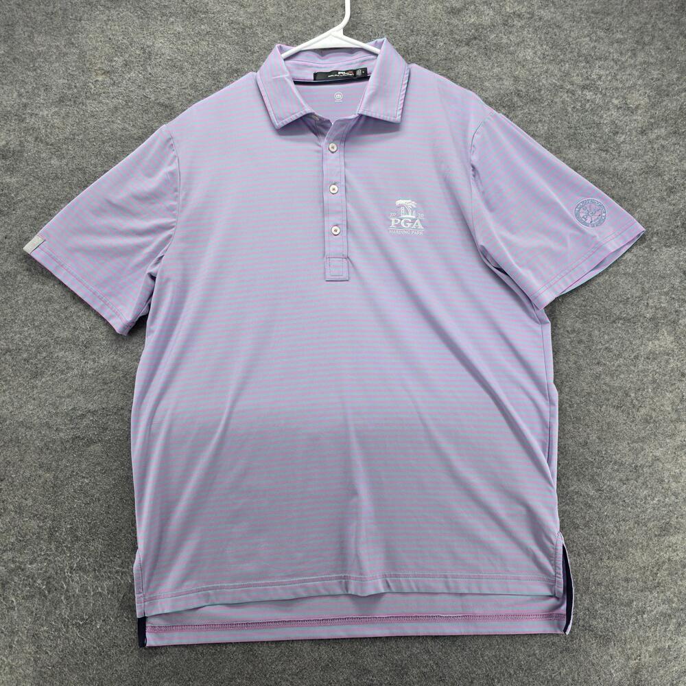 2020 PGA Harding Park Shirt Mens Medium Purple Stripe Golf Polo RLX Ralph Lauren